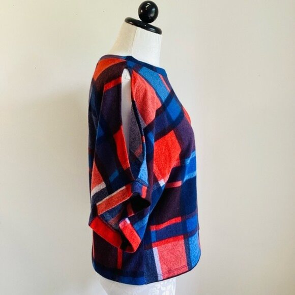 Plaid Oversized Short Sleeve Top By Cherish S - Picture 3 of 7